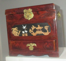 Red Lacquer Wood Musical Jewelry Box - £46.98 GBP