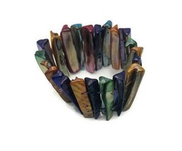 Multi Colored Colorful Shell Stretch Statement Bracelet - £7.58 GBP