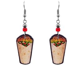 Burrito Mexican Food Graphic Dangle Earrings - Womens Fashion Handmade Jewelry C - $17.81