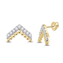 14kt Yellow Gold Womens Round Diamond Fashion Earrings 1/5 Cttw - £372.77 GBP