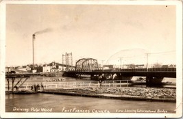Canada Ontario Fort Frances Driving Pulp Wood Real Photo RPPC Vintage Postcard - £11.18 GBP