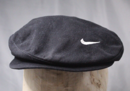 Nike Embroidered 1990s USA Made Beret White Swoosh Black Flat Cap One Size - £26.44 GBP