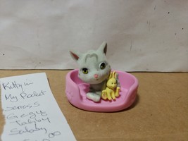 Kitty in My Pocket Series 5: Grey Tabby, Sabby with Pink Pet Bed - $10.00