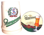 Staropramen Prague Czech Beer Glasses, Stein &amp; Coasters - $39.50