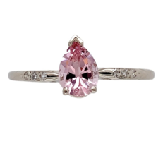 14k White Gold Pear Shaped .60ct Genuine Natural Morganite Diamond Ring ... - $513.81