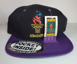 Atlanta 1996 Olympics Hat Snapback Deadstock Cap Adjustable NWT Pro Pock... - £27.65 GBP