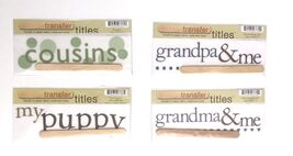 Lot of 4 Rub-ons Transfer Stickers Grandma, Grandpa, Puppy &amp; Cousins - $6.45