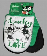 2 Mickey Minnie Mouse Lucky in Love St. Patrick&#39;s Quilted Inside Mini Ov... - $31.54 CAD