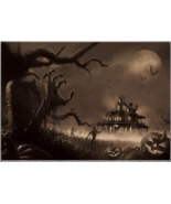Photography Party Backdrop 7X5 ft Halloween Horror Haunted House Sepia S... - £7.76 GBP