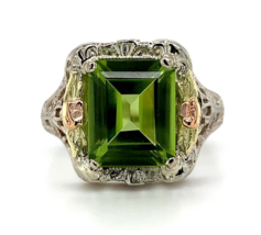 Authenticity Guarantee 
10k Tricolor Gold 2.98ct Genuine Natural Peridot... - £684.52 GBP