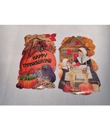 2 Large Die Cuts 21&quot; Pilgrims Pumpkins Thanksgiving Double Sided Decor USA - $351.93 MXN