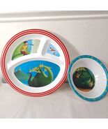 Puff the Magic Dragon bowl &amp; divided plate set Melamine Kids Preferred t... - $39.00