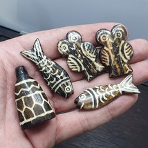 Lot 5 South Asian Burmese Old pyu Pumtek Amulets Bead Pendents - $1,748.63 MXN