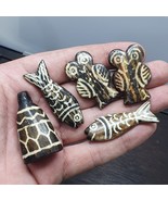 Lot 5 South Asian Burmese Old pyu Pumtek Amulets Bead Pendents - $1,739.68 MXN