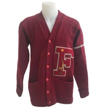 Albion Letterman&#39;s Sweater Fremont High School Vintage 1938 Maroon Wool LA M S2 - £109.43 GBP