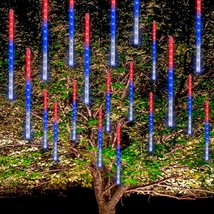 4Th Of July Lights, 288 Led Red White And Blue Meteor Shower Rain Lights, Indepe - £23.64 GBP