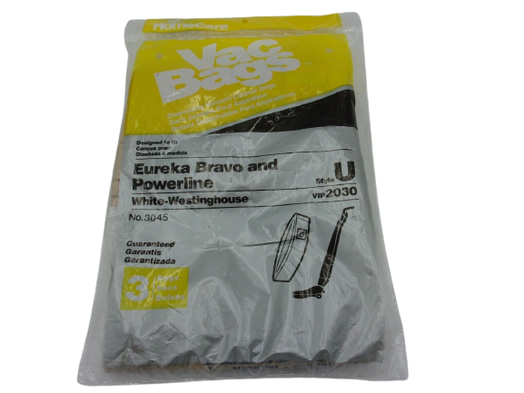Primary image for Home Care Vac Bags Eureka Bravo and Powerline Style U VIP 2030 Vacuum Bags #3045