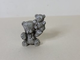 Spoontiques Mini Pewter Teddy Bear with Baby Vintage P196   USA - £11.66 GBP