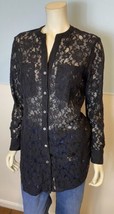 Soft Surroundings Black Lace Long Sleeve Blouse Size M - £15.17 GBP