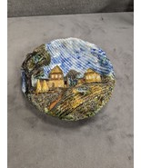 3 DIMENSIONAL CERAMIC WALL HANGING PLATE ART Mountain Scene Pottery - £25.23 GBP