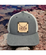 Deer Hunter Wood Leather Patch Trucker Hat Patriotic Headwear - £17.69 GBP