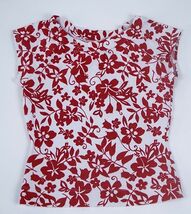 COPPER KEY GIRLS SIZE 8 TOP SHIRT RED &amp; WHITE TROPICAL ALORAL PRINT FLOWERS - $7.91