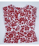 COPPER KEY GIRLS SIZE 8 TOP SHIRT RED &amp; WHITE TROPICAL ALORAL PRINT FLOWERS - $7.91