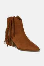 Beast Fashion Suede Fringe Point Toe Ankle Boots - $45.99