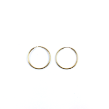 Women&#39;s Italian Lustrous Earrings Hoop 14k Yellow Gold Size 0.87 Inch 1.21 mm - £61.65 GBP