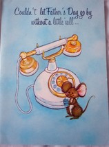 Vintage Aust Craft Mouse &amp; Phone Father&#39;s Day Card 1960s - £2.33 GBP