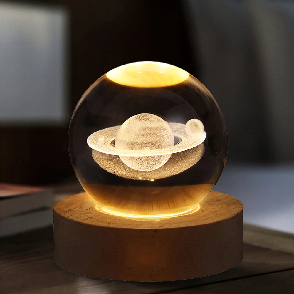 USB LED Night Light Galaxy Crystal Ball Lamp 3D Planet Moon Lamp Home De... - $18.80+
