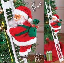 Electric Climbing Ladder Santa Claus Christmas Figurine Ornament  Xmas Party DIY - £23.32 GBP