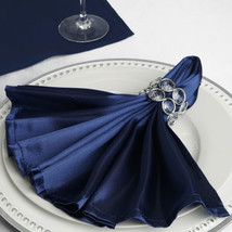 10 Navy Blue Silky Satin 20X20&quot;&quot; Wedding Napkins Party Table Linens Catering Gif - £10.22 GBP