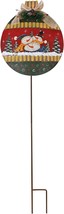 Metal Snowman Garden Stake Christmas Sign Yard Stake Round Ornaments Outdoor Chr - £22.46 GBP