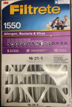 3M 1550 Filtrete Allergen Bacteria & Virus Deep Pleat Filters 16x25x5 -2 PK - $21.78