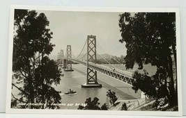 San Francisco Oakland Bay Bridge RPPC Real Photo Piggett c1937 Postcard J5 - £7.79 GBP