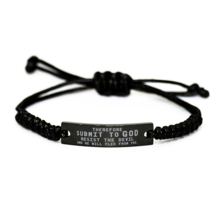 Motivational Christian Black Rope Bracelet, Therefore submit to God. Resist the  - £19.32 GBP