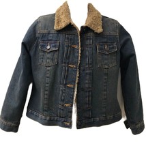 Vintage Gap Women’s Unisex Denim Blue Jean Jacket Sherpa Lining Medium Trucker - $29.68