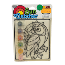 VINTAGE 1991 SUN CATCHER KIT YOU CAN PAINT OWL ON BRANCH LEAVES NEW SEALED - $348.53 MXN