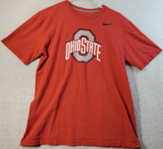 NCAA Ohio State Buckeyes Nike T Shirt Mens Medium Red Knit Cotton Logo Football - £13.21 GBP