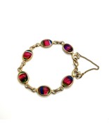 Vintage Signed 12k Gold Filled Rainbow Color Rhinestone Link Bracelet si... - £51.72 GBP