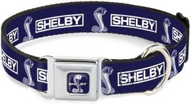 Dog Collar Seatbelt Buckle Shelby Box Logo And Super Snake Cobra Blue White 20 T - $32.99