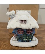 Russ Berrie: &quot;Snowy Days&quot; Handpainted Earthenware House Votive! - £14.85 GBP