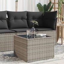 Outdoor Garden Patio Balcony Square Poly Rattan Grey Coffee Table With G... - $91.84