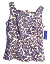 Charter Club Sleeveless Blue &amp; Beige Floral Top Size 6  NWT $45 - £21.32 GBP