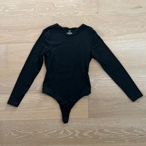 Nuuds Crewneck Long Sleeve Thong Bodysuit Black Small - $24.99