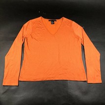 Yansi Fugel Pullover Sweater Jumper Womens XL Orange Silk Stretch Blend V Neck - £30.07 GBP