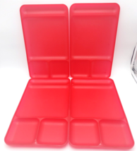 Lot of 4 Tupperware 1535 Divided Picnic Tray Red Translucent Camping USA Made - £15.07 GBP