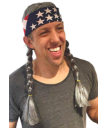 Willie Nelson Wig with USA Bandana Grey Official Country Party Costume - $24.99