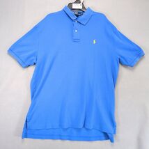 Vtg Polo Ralph Lauren Blue Polo Shirt Men's L Short Sleeve Yellow Pony 8... - $24.00